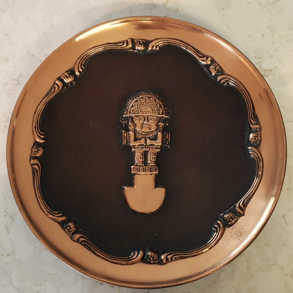 Vintage Peruvian style copper wall hanging